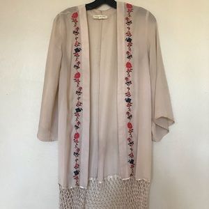 Urban outfitters cream floral kimono